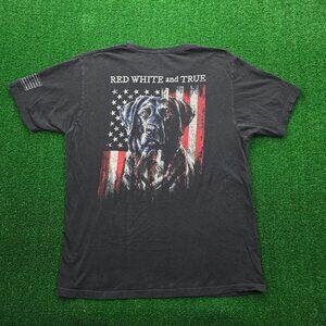 Buck Wear Tshirt Mens Large Lab Dog‎ American Flag Patriotic Red White and True